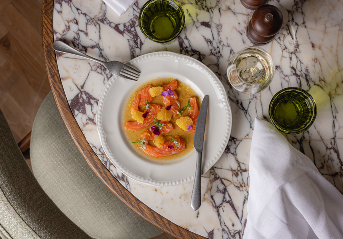 Nessa – a new and exclusive modern bistro in the heart of Soho Trout Crudo - photo JustinDeSouza