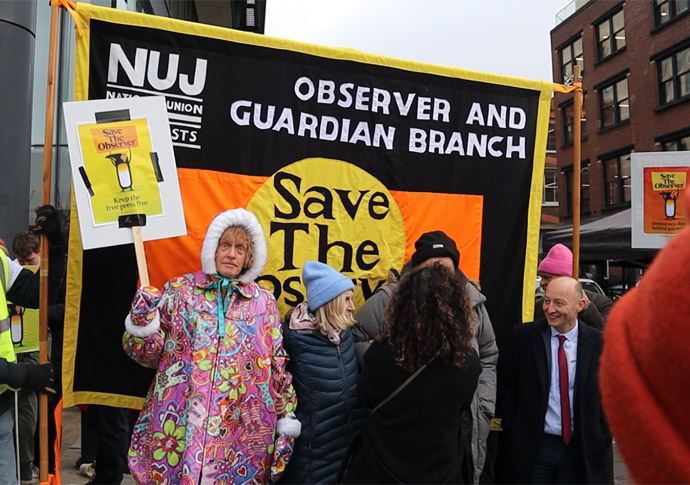Famous faces join picket line as staff strike over move to sell The Observer Observer Screen Shot 2024-12-05 at 14.57.53